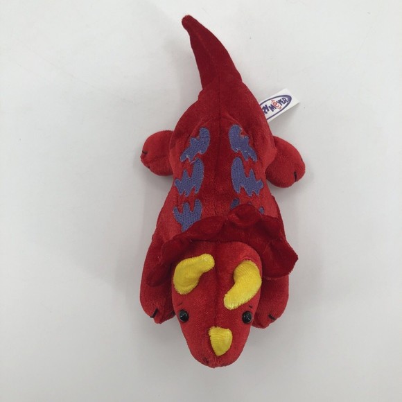 Mary Meyer Red Triceratops Dinosaur Finger Puppet Plush Stuffed Animal Velour 7" - Picture 6 of 12